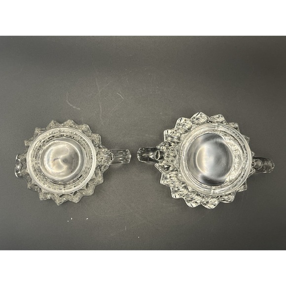 Vtg Jeannette Glass Depression Glass "National" creamer and sugar bowl set Clear - Picture 3 of 4